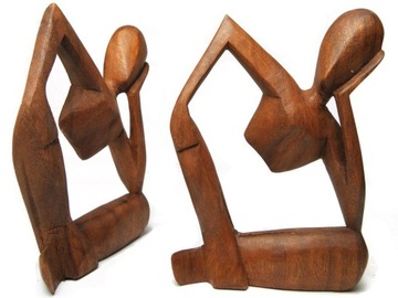Piękna RZEŹBA Z DREWNA Abstrakcja YOGA 18x15cm
