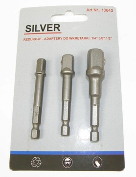 SILVER KOMPLET ADAPTERÓW / UCHWYTÓW DO NASADEK 3sz