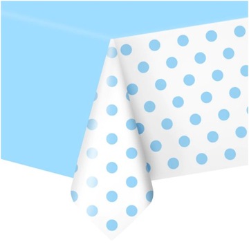 OBRUS PLAMOODPORNY NIEBIESKI W KROPKI 137x274CM