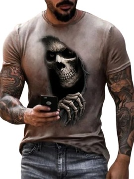 T-SHIRT KOSZULKA MĘSKA Z KRÓTKIM RĘKAWEM 3D MROCZNA CZASZKA L