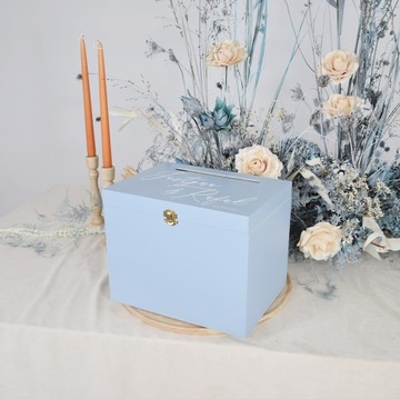 Большая коробка-конверт пыльно-синяя СИНЯЯ СВАДЬБА