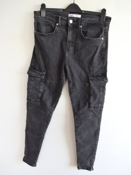 Zara spodnie Jeansy Slim Fit męskie bojówki jasno czarne S m w31