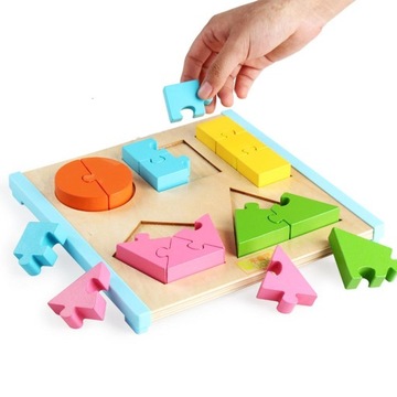 Kształt geometrii Drewniane klocki w stylu puzzli 3