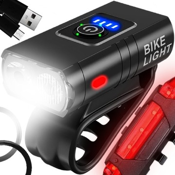 LAMPKA ROWEROWA LED MOCNA TYŁ PRZÓD ŚWIATŁO NA ROWER KIEROWNICĘ USB 800lm