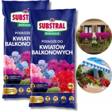 SUBSTRAL Podłoże Do KWIATÓW Roślin Balkonowych 20l z Nawozem Osmocote 20lx2
