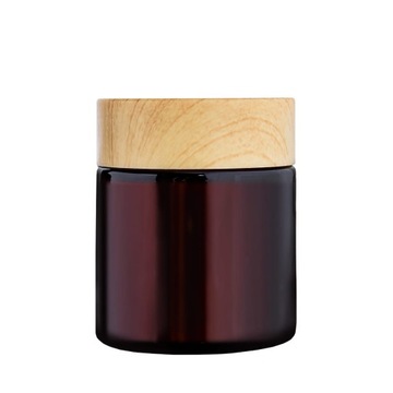 Słoik szklany brązowy 120ml z nakrętką bambusową PP