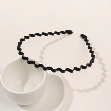Unisex Metal Wavy Spring Hair Hoop Black Non
