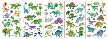 МОЮЩИЕСЯ ТАТУ СВЕТЯЩИЕСЯ В ТЕМНОТЕ ТАТУ С ДИНОЗАВРАМИ, 5 ЛИСТОВ