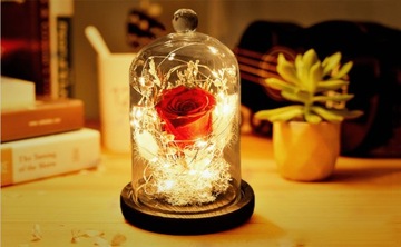 ВЕЧНАЯ РОЗА НАСТОЯЩАЯ КРАСНАЯ РОЗА, КОНСЕРВИРОВАННАЯ В СВЕТОДИОДНОМ СТЕКЛЕ НА ДЕНЬ ВАЛЕНТИНА