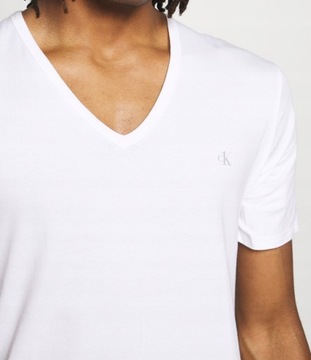 CALVIN KLEIN Biały V-Neck Oryginalny T-Shirt L