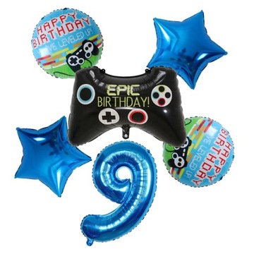 6pcs Gamepad Boy Game Foil Helium Balloons