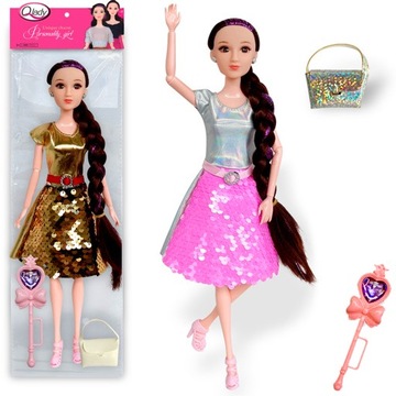 ZESTAW MODNA LALKA + AKCESORIA WŁOSY UBRANKO DLA LALKI FASHION DZIEWCZYNKI