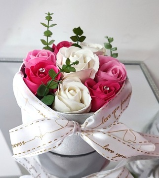 Flowerbox Kwiaty mydlane Dzień matki Dzień Kobiet Walentynki