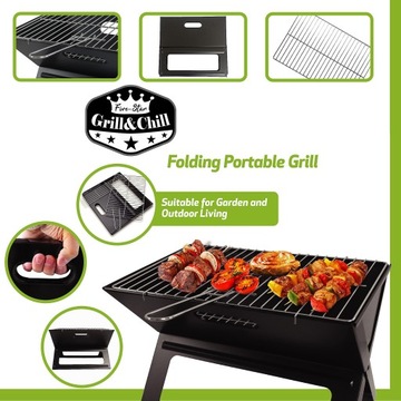 ПОРТАТИВНЫЙ САДОВЫЙ ГРИЛЬ, СКЛАДНОЙ, КОРПУС, ГРИЛЬ