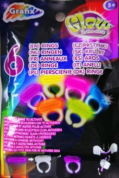 Pierścionki fluorescencyjne GLOW IN THE DARK 6 szt