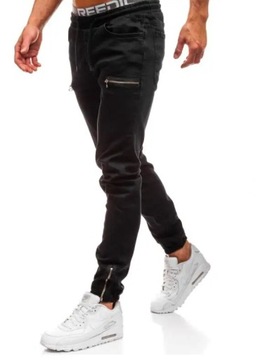 Men's Denim Pants Zipper Jeans Men Elastic Cuffed