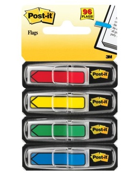 Post-It strzałki indeksujące kolorowe, 11,9 mm x 43,2 mm, 4 x 32 sztuki