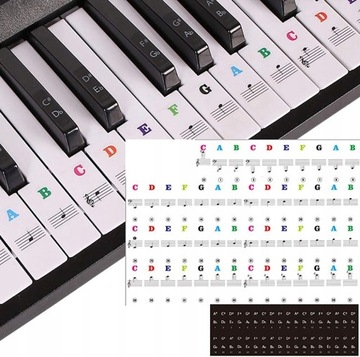 Naklejki nuty na klawisze keyboard pianino kolor