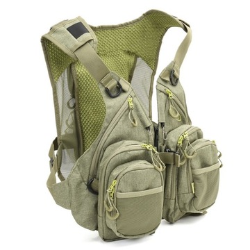 KAMIZELKA Wędkarska Bezrękawnik Kieszenie Nowy Design Vision MEGA BRA Olive