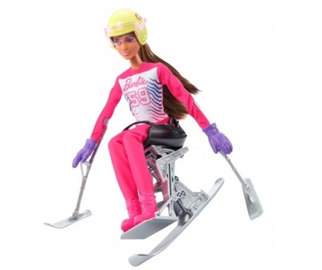 LALKA BARBIE SPORTY ZIMOWE NARTY KASK
