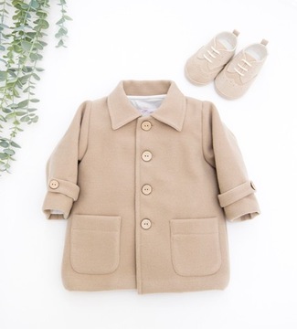 Пальто для мальчика, бежевое, размер 62.