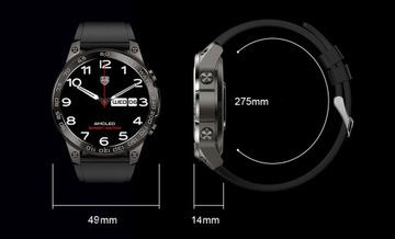 CZARNY SMARTWATCH ZEGAREK MĘSKI AMOLED SPORT PULS ROZMOWY SMART WATCH PL