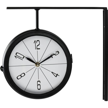 ZEGAR ŚCIENNY DWORCOWY LOFTOWY CZARNY METALOWY OKRĄGŁY DWUSTRONNY Ø 20 cm