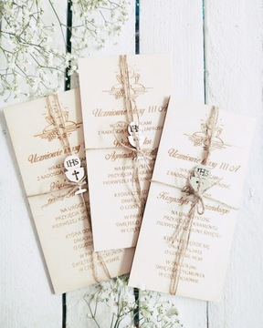 ZAPROSZENIA ŚLUB KOMUNIA CHRZEST DOWOLNY GRAWER