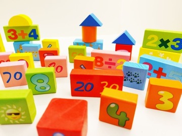 Деревянные брусочки в ведре-сортировщике, 50 шт.