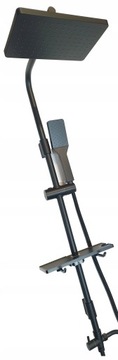 Смеситель для душа + смеситель для умывальника CUBIC черный + RAIN SHOWER 25 см с ПОЛОЧКОЙ