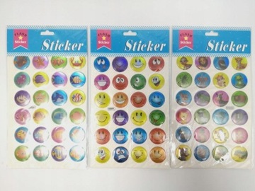 KOLOROWE NAKLEJKI DLA DZIECI OKRĄGŁE UŚMIESZKI MIX