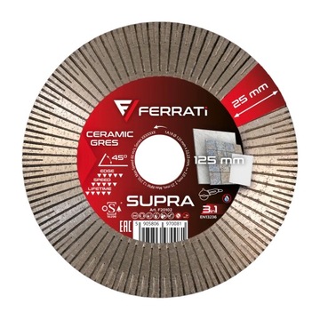 FERRATI super tarcza diamentowa tnąco szlifująca do gresu 45° SUPRA 125mm