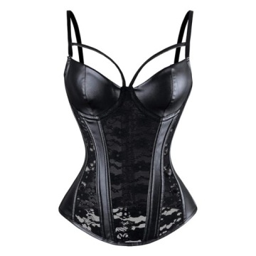 Gorset czarny + Podwiązki + Stringi rozmiar XL/XXL