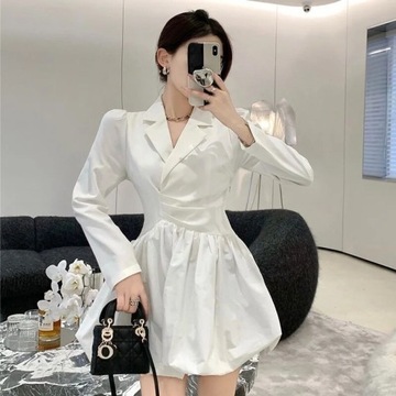 Notched Design Dresses Women Elegant Solid Tender