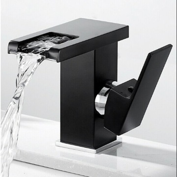 СВЕТОДИОДНЫЙ Смеситель ДЛЯ УМЫВАЛЬНИКА КАСКАД ВОДОПАД ЧЕРНЫЙ ИНТЕЛЛЕКТУАЛЬНЫЙ