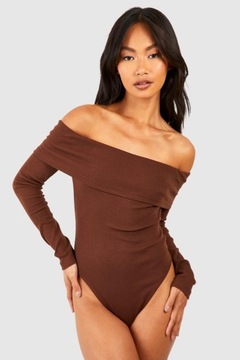 IC43312 *BOOHOO PRĄŻKOWANE BODY ODKRYTE RAMIONA BARDOT M