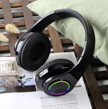 БЕСПРОВОДНЫЕ НАУШНИКИ BLUETOOTH СВЕТОДИОДНЫЙ МИКРОФОН RGB