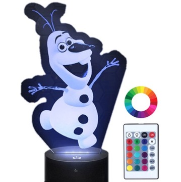 Lampka Nocna z Imieniem Olaf Kraina Lodu 3D Led