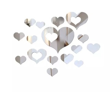 Набор самоклеящихся наклеек ЗЕРКАЛО СЕРДЦЕ 16 шт.