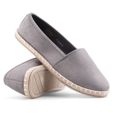 SZARE ESPARDYLE DAMSKIE WSUWANE PÓŁBUTY TENISÓWKI PŁASKIE WYGODNE