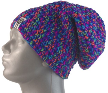Czapka beanie krasnal smerfetka chabrowy neon XL