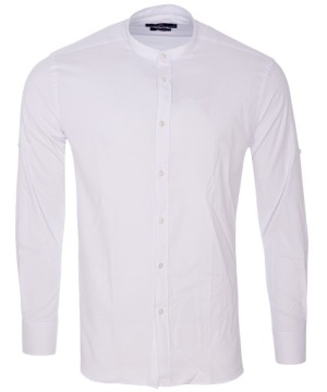 koszula na stójce BIAŁA Bawełna L stójka SLIM FIT