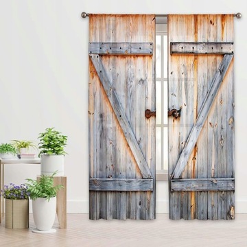 zasłony do drzwi stodoły rustykalne drewniane
