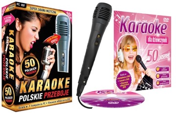 POLSKIE PRZEBOJE + Karaoke dla Dziewczynek DVD + Mikrofon