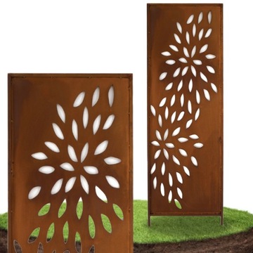 PANEL OGRODOWY AŻUROWY CNC 160 X 50 RDZAWY BRAMA OSŁONA CORTEN OGRODZENIE