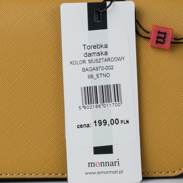 TOREBKA DAMSKA LISTONOSZKA MONNARI KUFEREK 2 KOMOROWA ELEGANCKA