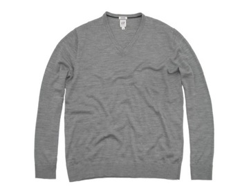 GAP Szary Męski Sweter 100% MERINO WOOL r XL