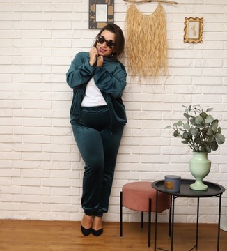 ЖЕНСКИЙ ВЕЛЮРОВЫЙ СПОРТИВНЫЙ КОМПЛЕКТ СВИТШОТ С КАПЮШОНОМ, РАЗМЕР ПЛЮС 4XL