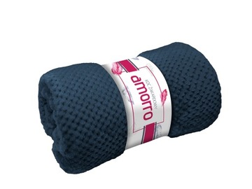 Ciepły koc żakardowy pled narzuta 150x200 granat