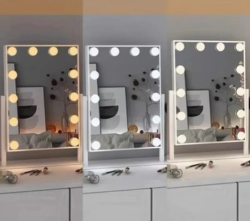 ЗЕРКАЛО ДЛЯ МАКИЯЖА ГОЛЛИВУДСКОЕ ЗЕРКАЛО НА ТУДАРНОМ СТОЛИКЕ 12 ЛАМПОК СО СВЕТОДИОДНОЙ ПОДСВЕТКОЙ